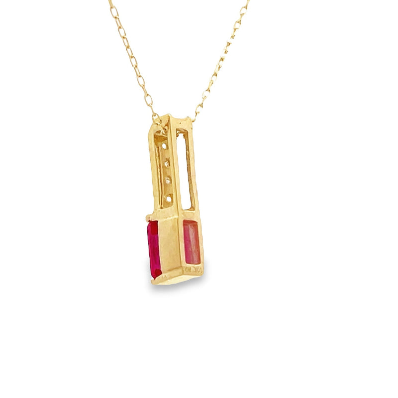 Bids.com Created Ruby Diamond Fashion Pendants 10KT Yellow Gold Pendants