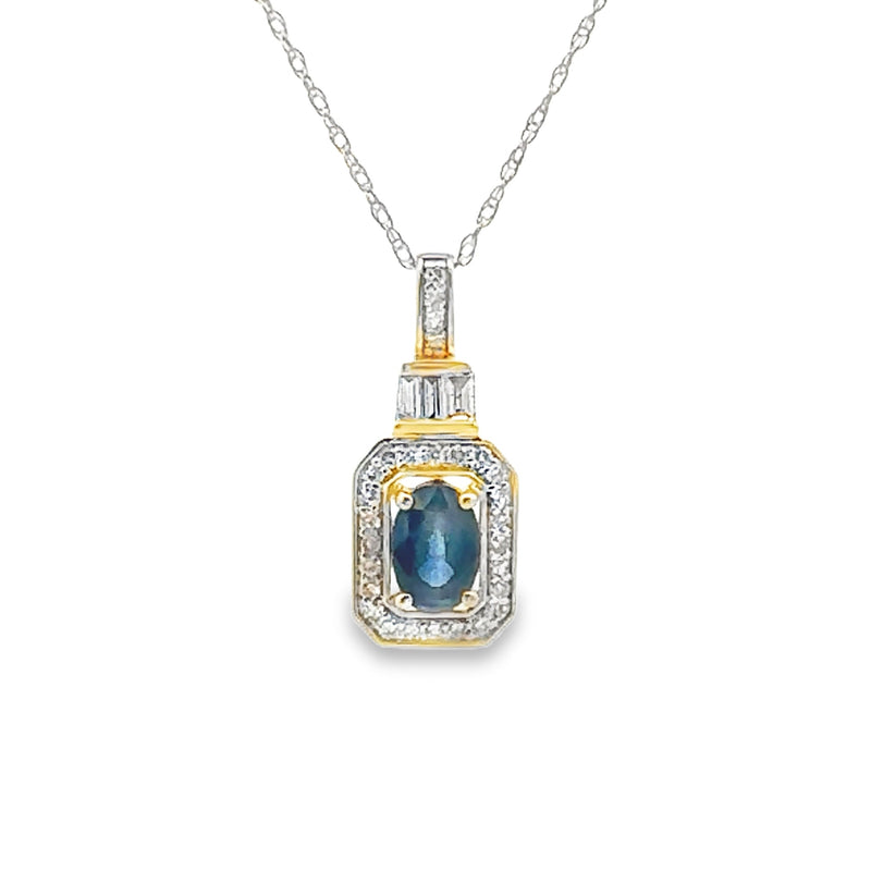 Bids.com Sapphire Diamond Fashion Pendants 14KT Yellow Gold Pendants