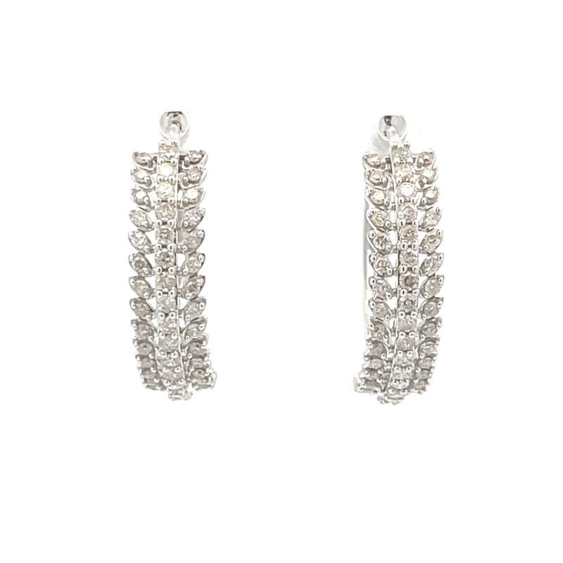 Bids.com 1.02ct Diamond Hoop Earrings 10KT White Gold Earrings