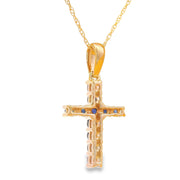 Bids.com .29ct Sapphire Cross Religious Pendant 14KT Yellow Gold Pendants