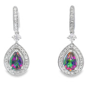 Bids.com Mystic Fire Topaz Dangle Earrings 10KT White Gold Earrings