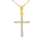 Bids.com .10ct Diamond Cross Religious Pendant 14KT Yellow Gold Pendants