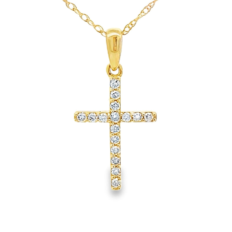Bids.com .10ct Diamond Cross Religious Pendant 14KT Yellow Gold Pendants