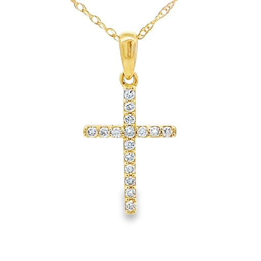 Bids.com .10ct Diamond Cross Religious Pendant 14KT Yellow Gold Pendants