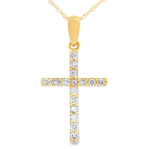 Bids.com .25ct Diamond Cross Religious Pendant 14KT Yellow Gold Pendants