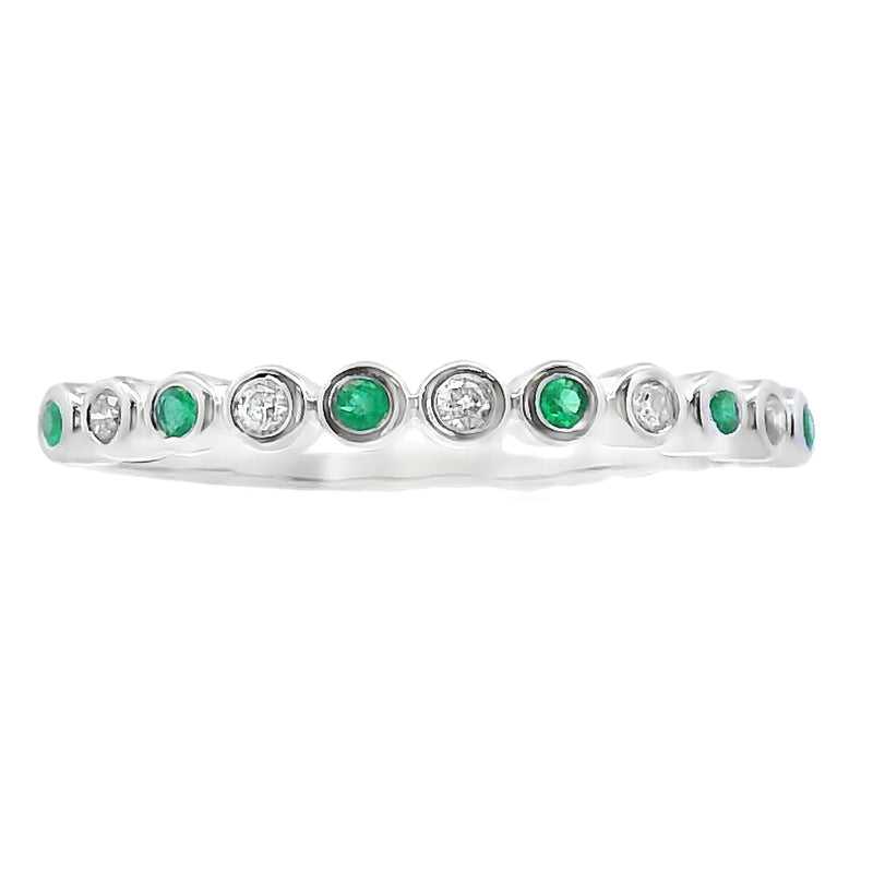 Bids.com Emerald Diamond stackable band set 14KT White Gold Rings