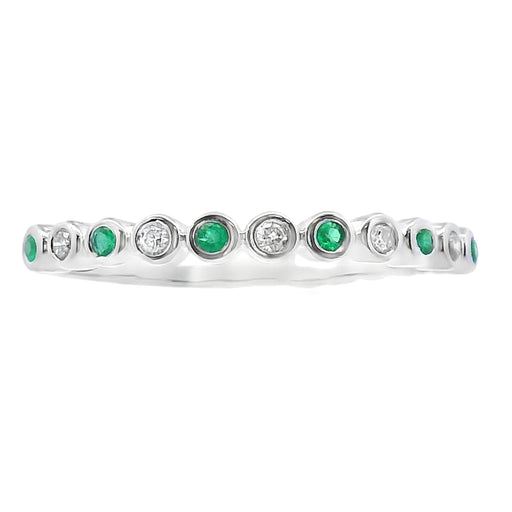 Bids.com Emerald Diamond stackable band set 14KT White Gold Rings