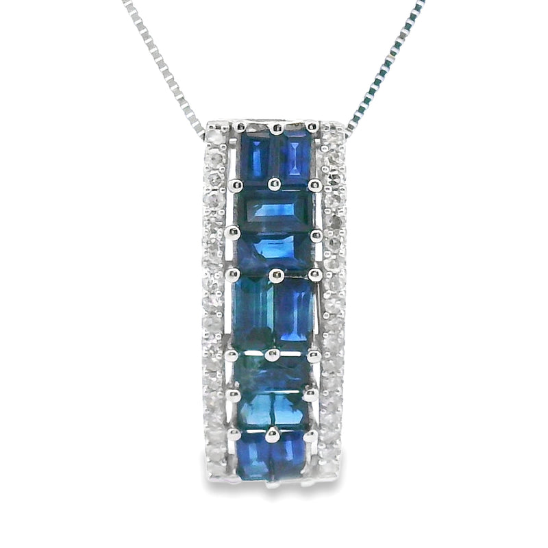 Bids.com Sapphire Diamond Fashion Pendants 14KT White Gold Pendants