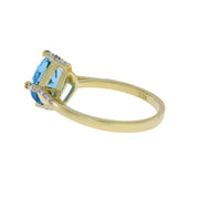 Bids.com 1.20ct Blue Topaz Diamond Ring 10KT Yellow Gold Rings