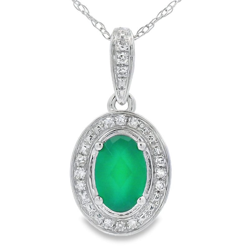 Bids.com Chalcedony Diamond Fashion Pendants 10KT White Gold Pendants