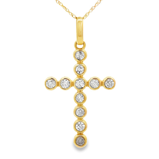 Bids.com .50ct Diamond Cross Religious Pendant 14KT Yellow Gold Pendants