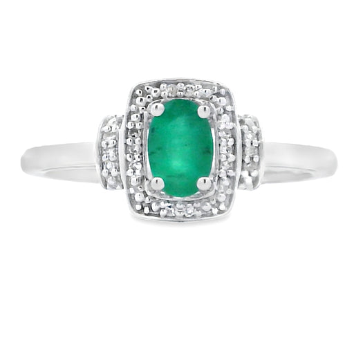Bids.com .45ct Emerald Diamond Ring 10KT White Gold Rings
