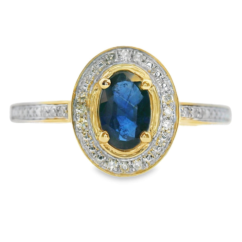 Bids.com .67ct Sapphire Diamond Ring 10KT Yellow Gold Rings