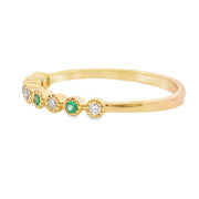 Bids.com Emerald Diamond stackable band set 14KT Yellow Gold Rings