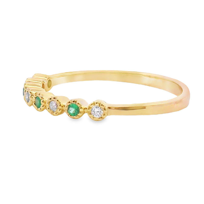 Bids.com Emerald Diamond stackable band set 14KT Yellow Gold Rings