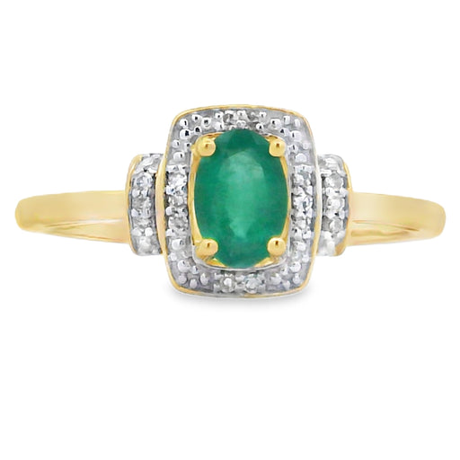 Bids.com .45ct Emerald Diamond Ring 10KT Yellow Gold Rings