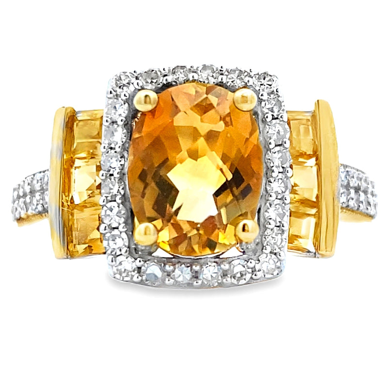 Bids.com 2.47ct Citrine Diamond Ring 10KT Yellow Gold Rings