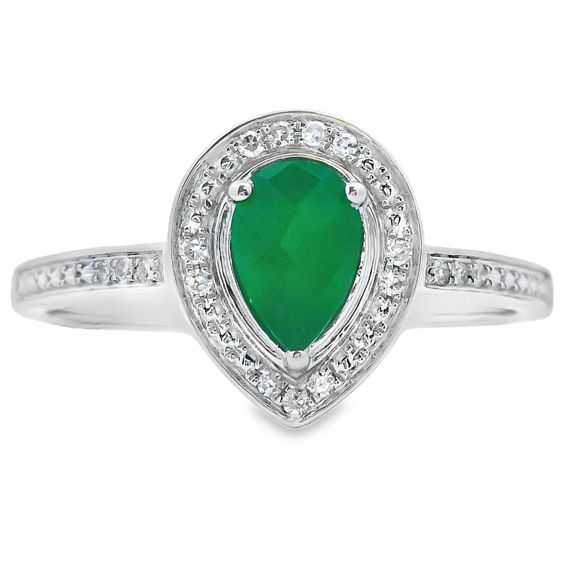 Bids.com .55ct Chalcedony Diamond Ring 10KT White Gold Rings