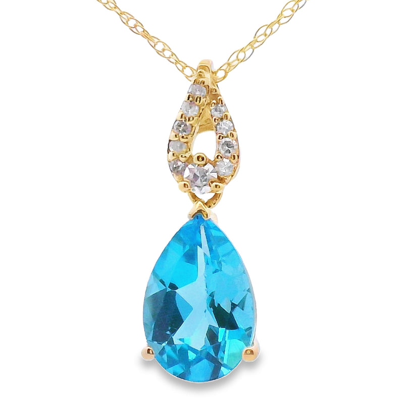 Bids.com Blue Topaz Diamond Fashion Pendants 10KT Yellow Gold Pendants