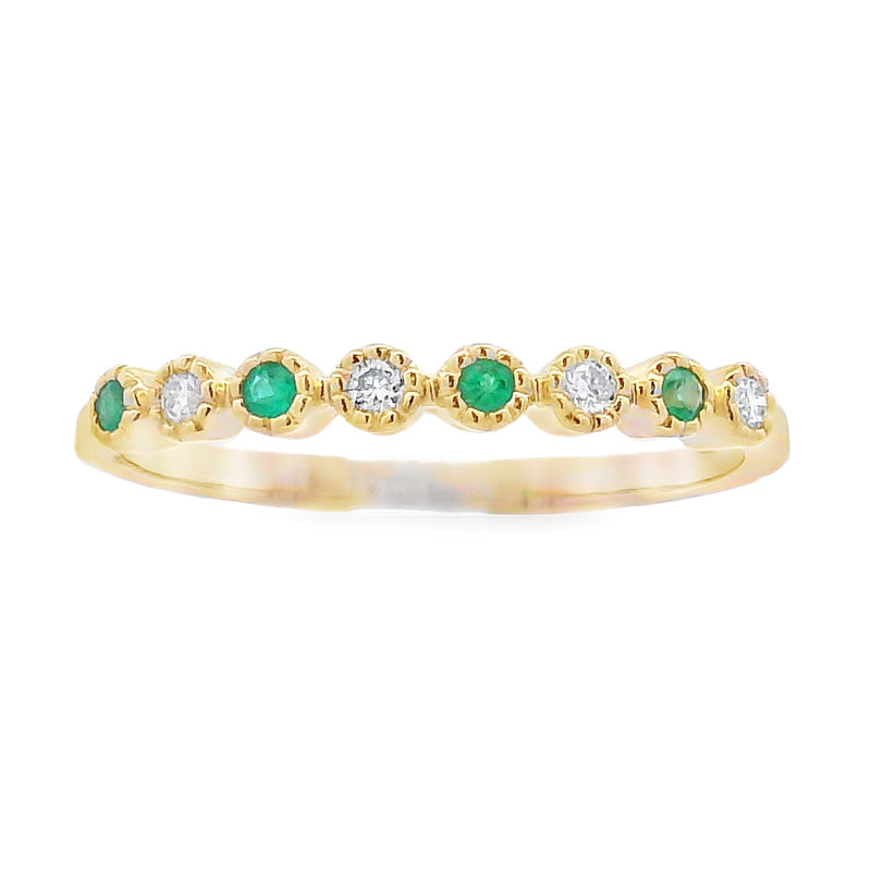 Bids.com Emerald Diamond stackable band set 14KT Yellow Gold Rings