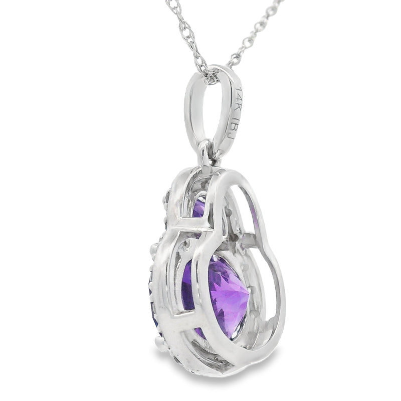 Bids.com Amethyst Diamond Fashion Pendants 14KT White Gold Pendants