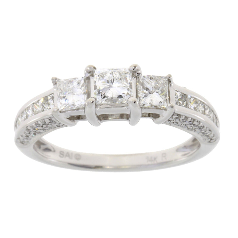 Bids.com 1.50ct Diamond 3 Stone Ring 14KT White Gold Rings