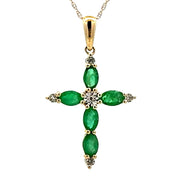 Bids.com .65ct Emerald Cross Religious Pendant 10KT Yellow Gold Pendants