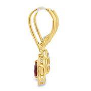 Bids.com 1.05ct Garnet Diamond Dangle Earrings 10KT Yellow Gold Earrings