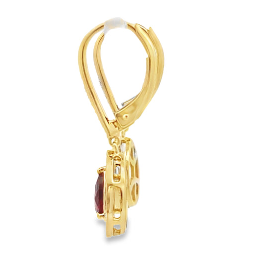 Bids.com 1.05ct Garnet Diamond Dangle Earrings 10KT Yellow Gold Earrings