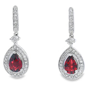 Bids.com 1.06ct Garnet Diamond Dangle Earrings 10KT White Gold Earrings