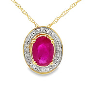 Bids.com .63ct Ruby Diamond Fashion Pendants 10KT Yellow Gold Pendants