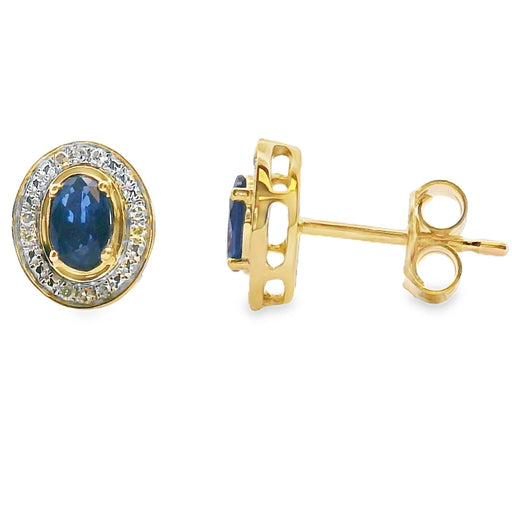Bids.com .61ct Sapphire Diamond Earrings 10KT Yellow Gold Earrings
