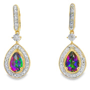 Bids.com Mystic Fire Topaz Dangle Earrings 10KT Yellow Gold Earrings