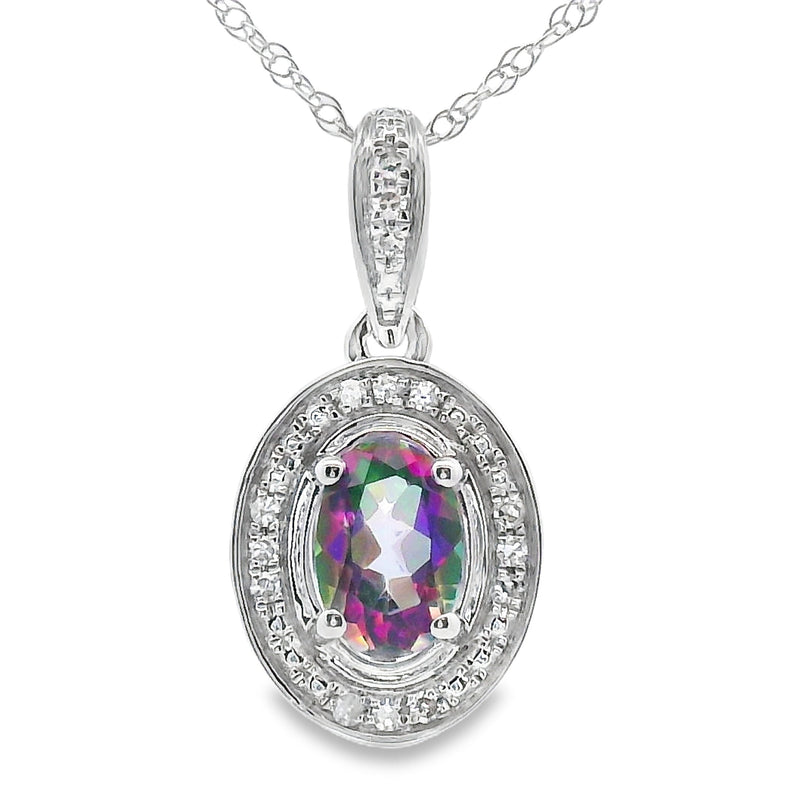 Bids.com Mystic Fire Topaz Fashion Pendants 10KT White Gold Pendants