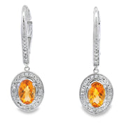 Bids.com 1.04ct Citrine Diamond Dangle Earrings 10KT White Gold Earrings