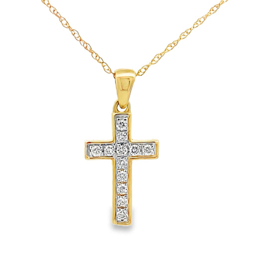 Bids.com .12ct Diamond Cross Religious Pendant 14KT Yellow Gold Pendants