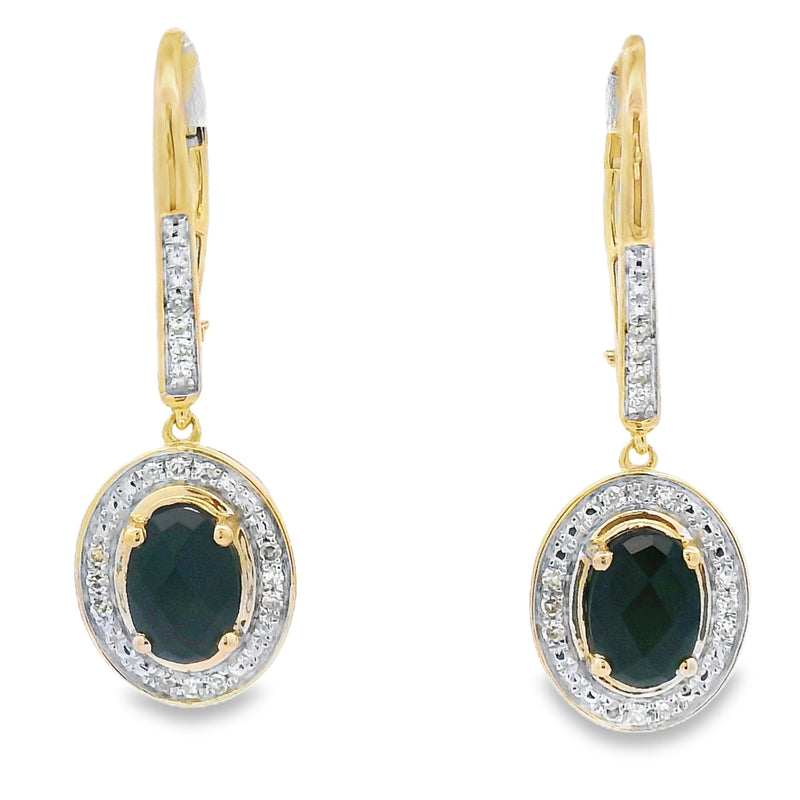 Bids.com 1.05ct Onyx Diamond Dangle Earrings 10KT Yellow Gold Earrings
