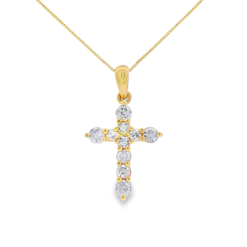 Bids.com .30ct Diamond Cross Religious Pendant 14KT Yellow Gold Pendants