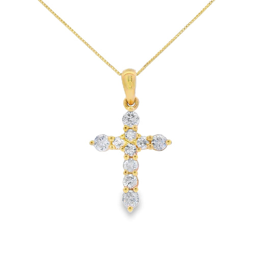 Bids.com .30ct Diamond Cross Religious Pendant 14KT Yellow Gold Pendants