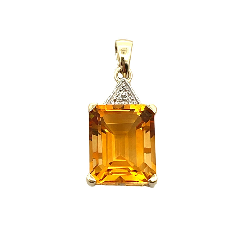 Bids.com Citrine Diamond Fashion Pendants 10KT Yellow Gold Pendants
