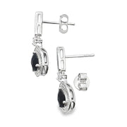 Bids.com .84ct Onyx Diamond Dangle Earrings 10KT White Gold Earrings