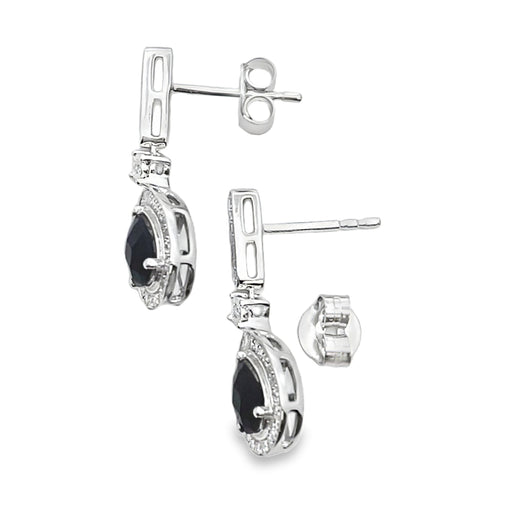 Bids.com .84ct Onyx Diamond Dangle Earrings 10KT White Gold Earrings