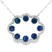 Bids.com Sapphire Diamond Fashion Pendants 14KT White Gold Pendants