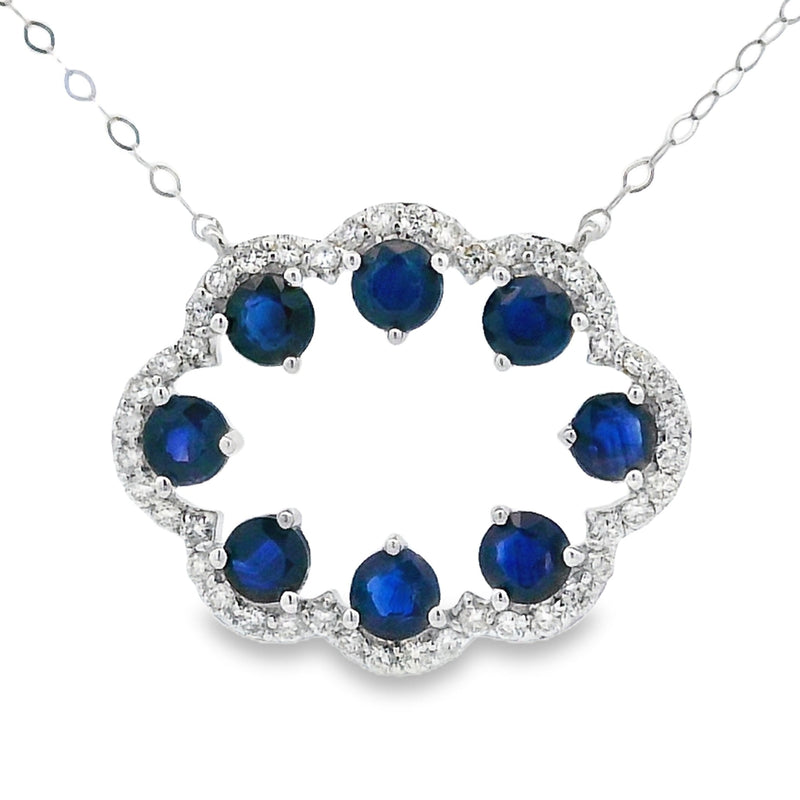 Bids.com Sapphire Diamond Fashion Pendants 14KT White Gold Pendants