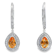 Bids.com .88ct Amethyst Diamond Dangle Earrings 10KT White Gold Earrings