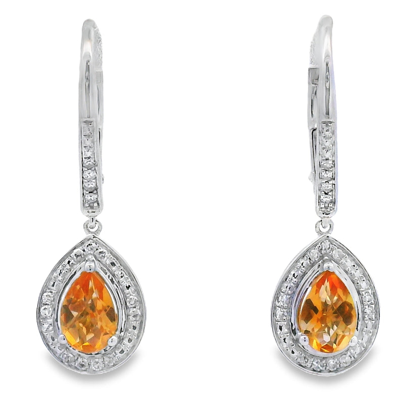 Bids.com .88ct Amethyst Diamond Dangle Earrings 10KT White Gold Earrings