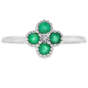 Bids.com .15ct Emerald Diamond Ring 10KT White Gold Rings