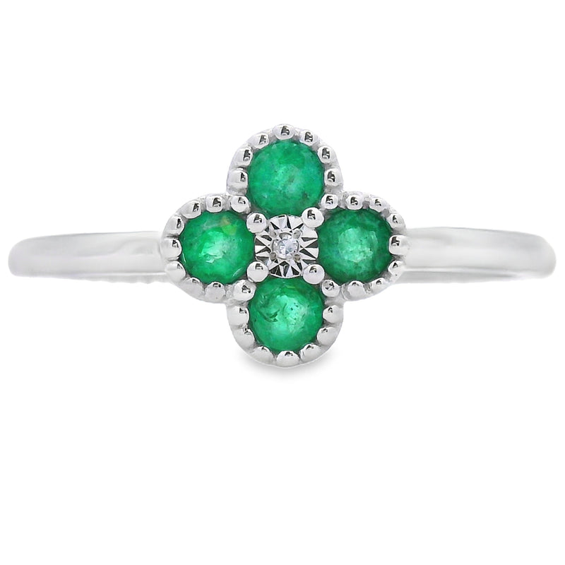 Bids.com .15ct Emerald Diamond Ring 10KT White Gold Rings