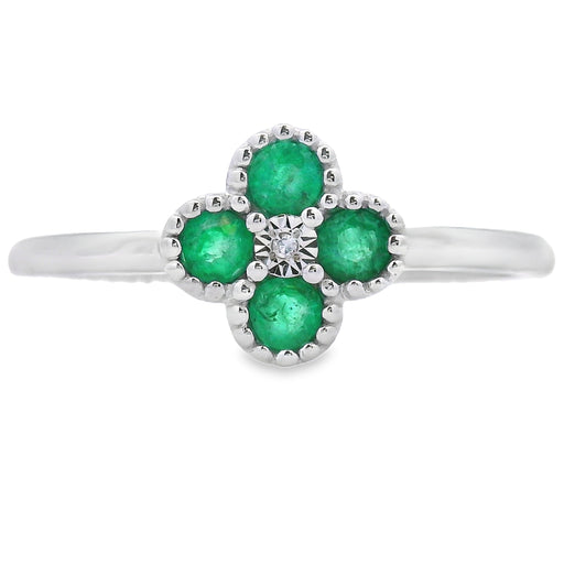 Bids.com .15ct Emerald Diamond Ring 10KT White Gold Rings