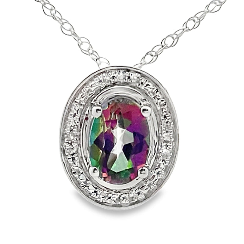 Bids.com Mystic Fire Topaz Fashion Pendants 10KT White Gold Pendants